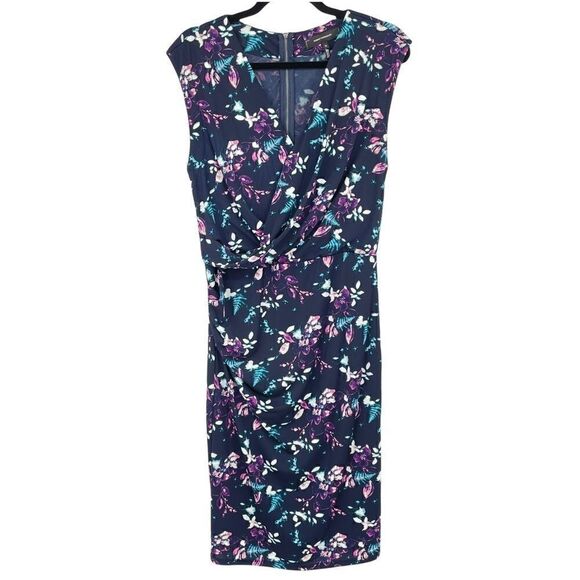 Robert Rodriguez Raven Floral VNeck Faux Wrap Midi A Line Dress - Picture 1 of 6
